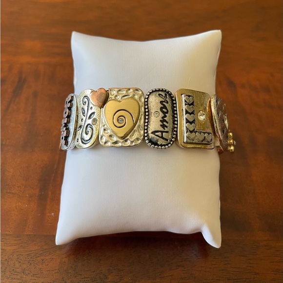 Stretchy love bracelet with AB crystals silver, gold and rose gold tone - Picture 5 of 5